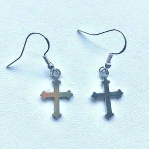 3 for $25/ Simple Cross 925 Silver Drop Earrings NWT